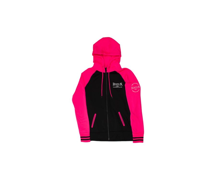 Hustlin USA Women's Pink Zip Up Hoodie 2 Hustlin USA Women's Pink Zip Up Hoodie - Image 2