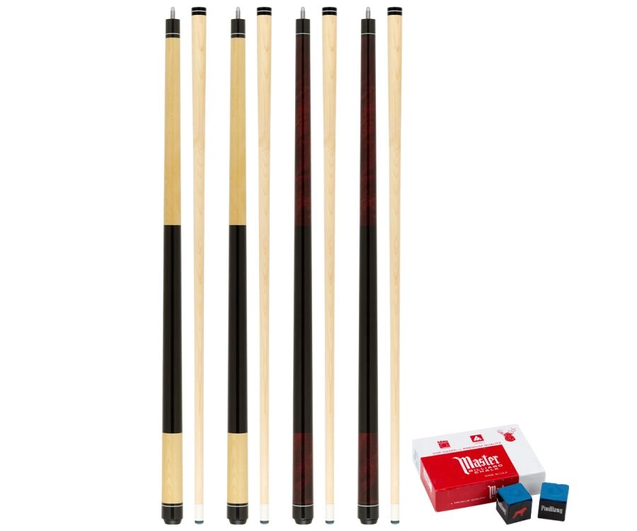 Economy Two-Piece Pool Cue Bundle (4 House Cues Set) 1 Economy Two-Piece Pool Cue Bundle (4 House Cues Set)