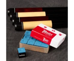 Economy Two-Piece Pool Cue Bundle (4 House Cues Set) 14 Economy Two-Piece Pool Cue Bundle (4 House Cues Set) -Billiard Equipment Store pdeco group chalk