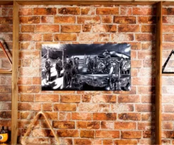"Shoot Out" Floating Wall Art (30" X 15.75") - Black And White -Billiard Equipment Store rtnsowbw 02