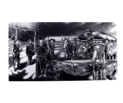 "Shoot Out" Floating Wall Art (30" X 15.75") - Black And White -Billiard Equipment Store rtnsowbw cat